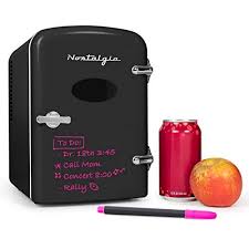 Nostalgia Rf6rrbk Retro 6 Can Personal Cooling And Heating Mini Refrigerator With Dry Erase Door And Carry Ha In 2020 Dry Erase Black Mini Fridge Personal Refrigerator
