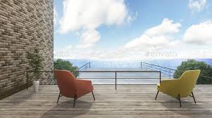 3d Rendering 2 Beautiful Chairs On Outdoor Terrace With Good View In 2020 Beautiful Chair Nice View Outdoor Gardens