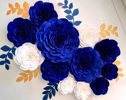 Large paper flowers giant paper flowers diy flowers fabric flowers flower diy flower wall tsumtsum paper flower tutorial art plastique. 12 Large Paper Flowers Wall Decor Royal Blue Bridal Boy Baby Etsy Large Paper Flowers Wall Decor Paper Flower Wall Decor Paper Flower Wall