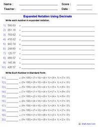 Expanded Notation Using Decimals Place Value Worksheets Place Value Worksheets Place Value With Decimals Expanded Notation