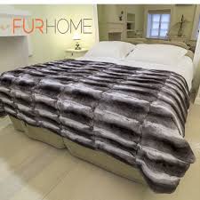 Chinchilla Real Fur Bedspread Bed Cover Throw Fur Home Chinchilla Blanket Fur Blanket Fur Blanket Bed