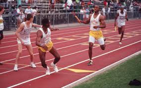 The 4x800 relay is usually the first race in a traditional track meet. Florida Memory Fsu Student Athletes In Relay Race At Mike Long Track In Tallahassee Florida