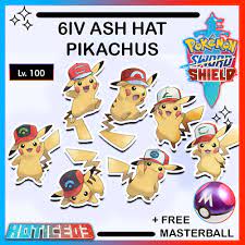 Pokemon Sword And Shield Ash Hat Pikachu 6iv Ebay