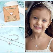 UNGENT THEM Cute Initial Heart Crystals Necklace for Girls Teenage,  Birthday Xmas Christmas Back to School Gifts for Daughter Granddaughter  Niece, Stainless Steel, Cubic Zirconia : Buy Online at Best Price in