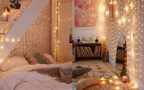 Hang sheers from a curtain rod at the head of the bed, and drape a string of icicle lights across the rod with a long string of lights on each side to create a magical space to relax and enjoy. String Light Decor Ideas To Make Your Bedroom Looks Good Roohome
