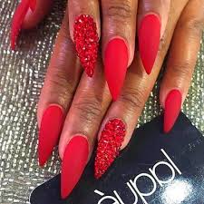 Red Nails Red Acrylic Nails Red Nails Nails Design With Rhinestones If red is your favorite color make sure you spice it up the next time you go to the nail salon and ask for a slight stiletto nails are very sexy, and not that many women dare to do them.