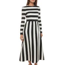 Black And White Strips Frock Valentino Black And White Striped Wool And Silk Long Dress Size 40it Silk Dress Long Dresses Valentino Black