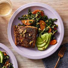 Mexican Spiced Barramundi With Kale Sweet Potato Avocado Salad Recipe Mexican Spices Barramundi Recipes Sweet Potato