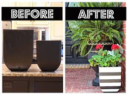 Black And White Striped Flower Pots Dimples And Tangles Diy Black And White Striped Pots White Planters Flower Pots Diy Stripe