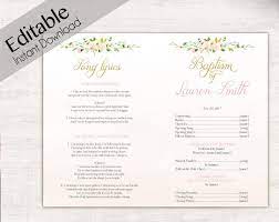 Baptism Program Editable Pdf Printable Handout Girl Baptism Etsy Baptism Program Baptism Girl Baptism