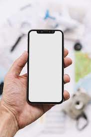 A Person Showing Blank White Screen Display On Smartphone Smartphone Phone Template Floral Border Design