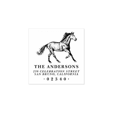 Formal Horse Classic Family Name Return Address Rubber Stamp Zazzle Com Painted Pony Elegant Horse White Business Card