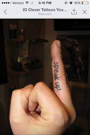 I'm absolutely in love with the cupcake. Speak Up Tattoo Clever Tattoos Finger Tattoos Small Finger Tattoos