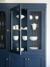 Navy And White Sophisticated Kitchen Town Country Living Painted China Cabinets Blue China Cabinet Modern Kitchen Dresser