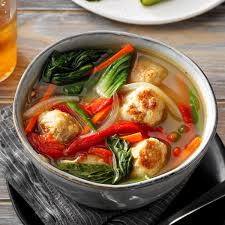 Vietnamese Chicken Meatball Soup With Bok Choy Recipe Meatball Soup Chicken Meatball Soup Slow Cooker Soup