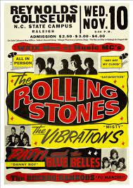 The Rolling Stones Reynolds Coliseum Raleigh Art Print Taken From A Vintage Concert Poster From Andromeda Print Emporium In 2021 Rolling Stones Poster Vintage Concert Posters Gig Posters