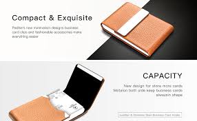 This is what it should look like after scored. Amazon Com Padike Leather Business Card Holder Metal Business Card Case Slim Professional Name Card Holder With Magnetic Shut Apricot Office Products
