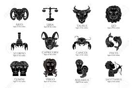 It spans from 90° to 120° celestial longitude. Vector Set Signs Of The Zodiac Symbol Hand Draw Aries Taurus Gemini Cancer Leo Virgo Libra Scorpio Sagittarius Capricorn Aquarius Pisces Vector Isolated On A Black Round Background Royalty Free Cliparts Vectors