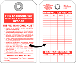 Fire extinguishers in our facilities. Fire Extinguisher Recharge And Re Inspection Tag With Checklist Seton