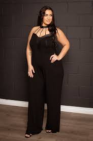 Women's Plus Size Althea Halter Jumpsuit - Black - Curvy Sense