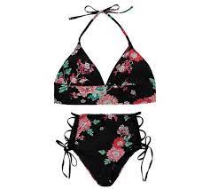 Bikini Tezenis Vita Alta Costume A Vita Alta Nero Con Fiori Estate 2018 Bikini A Vita Alta Bikini Costumi