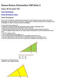 Rumus rumus matematika smp kelas 9. Rumus Rumus Matematika Smp Kelas 9