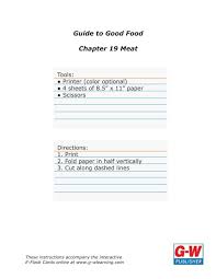 The foods you eat have the power to help you live a longer, healthier life. Guide To Good Food Chapter 19 Meat