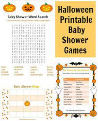 Halloween Printable Baby Shower Games Baby Shower Printables Baby Shower Fun Halloween Baby Shower Theme