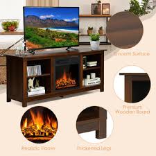 Walmart.com has been visited by 1m+ users in the past month Costway 58 2 Tier Fireplace Tv Stand W 18 1500w Electric Fireplace 65 Walnut