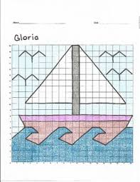 Quadrant 1 Coordinate Graph Mystery Picture Gloria Boat Graph Paper Drawings Graph Paper Art Geometric Drawing