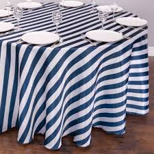 Black And White Striped Tablecloth Near Me 120 In Round Navy Blue White Striped Satin Tablecloth White Stripes Wedding Blue Striped Tablecloth Striped Wedding