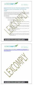 Appointment Of An Internal Auditor Companies Act 2013 Https Lexcomply Com Procedure Under Companies Act 2013 Php Pa Private Limited Company Acting Auditor