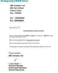 These are a letter to support a visa application by employer or visa recommendation letter sample by the employer. Employment Letter For Visa Application Template Library