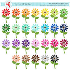 Rainbow Flowers Clipart Set Flower Clip Art Spring Flowers Etsy In 2020 Flower Clipart Spring Flowers Rainbow Flowers