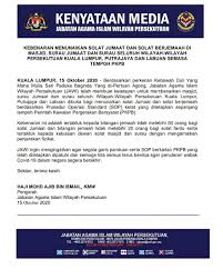 Jabatan Agama Islam Wilayah Persekutuan Jawi Kebenaran Menunaikan Solat Jumaat Dan Solat Berjemaah Di Masjid Surau Jumaat Dan Surau Seluruh Wilayah Wilayah Persekutuan Kuala Lumpur Putrajaya Dan Labuan Semasa Tempoh Pkpb