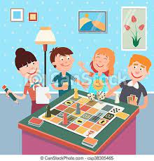 Familia que juega el juego de mesa fin de semana de la familia. Familia Jugando Juego De Mesa Feliz Fin De Semana Familiar Ilustracion De Vectores Canstock