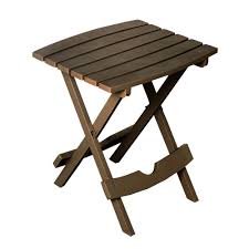 Adams Manufacturing Quik Fold Earth Brown Resin Plastic Outdoor Side Table Patio Side Table Outdoor Side Table Camping Table
