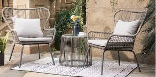 Keter resin wicker patio furniture set with side table and outdoor chairs, whiskey brown. Garden Furniture Patio Sets The Range