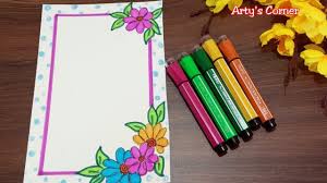 Floral Draw Borders For Projects Easy Border Design On Paper Front Page Design By Arty S Corner Youtube Islamic ornamental borders with corners.
