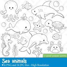 Use the color key to see how to fill in your suncatcher coded template. Gallery For Outlines Of Sea Animals Digital Stamps Sea Animals Digi Stamps