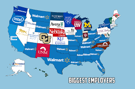 The Biggest Employer In Each Us State Vivid Maps Map Homeschool History U S States