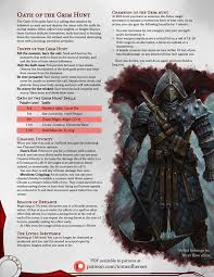 Oath Of The Grim Hunt A Paladin Oath Dedicated To Hunting Down The Monster The Mutant And The Witch V 2 4 In 2020 Paladin Dnd Paladin D D Dungeons And Dragons