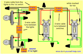 Three way switching schematic wiring diagram 3 Way And 4 Way Wiring Diagrams With Multiple Lights Do It Yourself Help Com