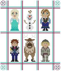 Disney Frozen Characters Cross Stitch Pattern Elsa Anna Olaf Hans Kristoff Sven Point De Croix Reine Des Neiges Point De Croix Perle Enfant