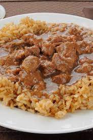 Beef Tips And Rice Dinner Recipe With Onion Garlic Sirloin Tip Steak Flour Beef Broth Soy Sauce Worcesters Beef Tips And Rice Beef Tips Sirloin Tip Steak