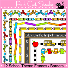 Borders And Frames Clip Art School Theme Clip Art Borders Pink Cat Studio School Themes