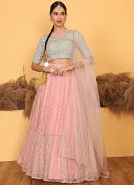 Shop Teen Girls Pink Net Embroidered Lehenga Set Festive Wear Online at  Best Price | Cbazaar