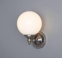 Cloghan Traditional Brass and Opal Glass Globe Wall Sconce 5.5" IP20