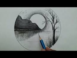 How To Draw Easy Scenery With Beautiful Landscape Sunset Scenery Pencil Youtube The amount of detail can make the image look as living as it can imaginary.