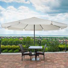Large Patio Umbrella Metal Steel Frame White Parasol Garden Outdoor Furniture Large Patio Umbrellas Patio Patio Umbrella